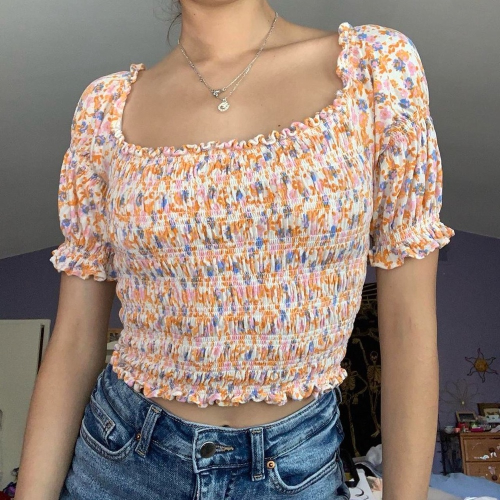 URBAN OUTFITTERS * daydreamer smocked off the shoulder floral print blouse - Picture 5 of 7
